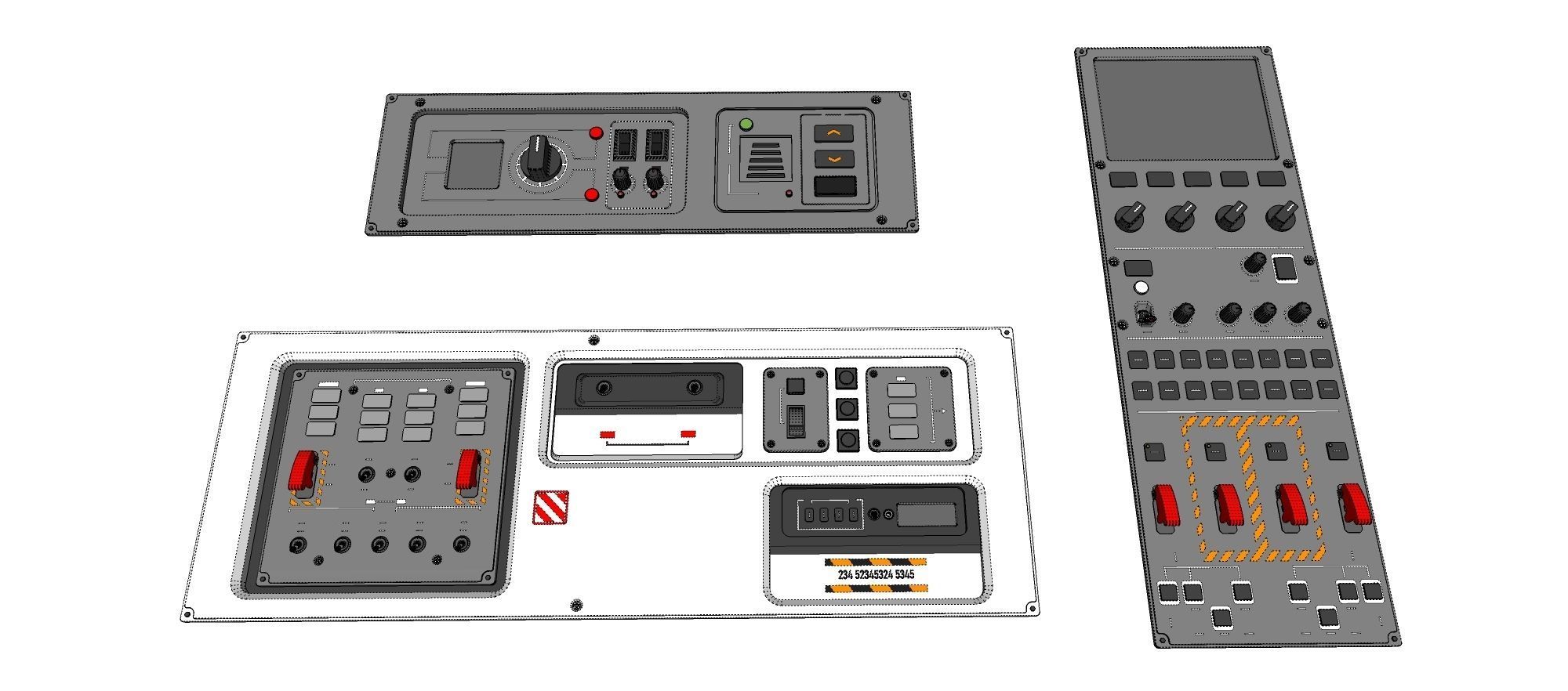 Dashboard 1 control panel with buttons and knobs 3D model_18