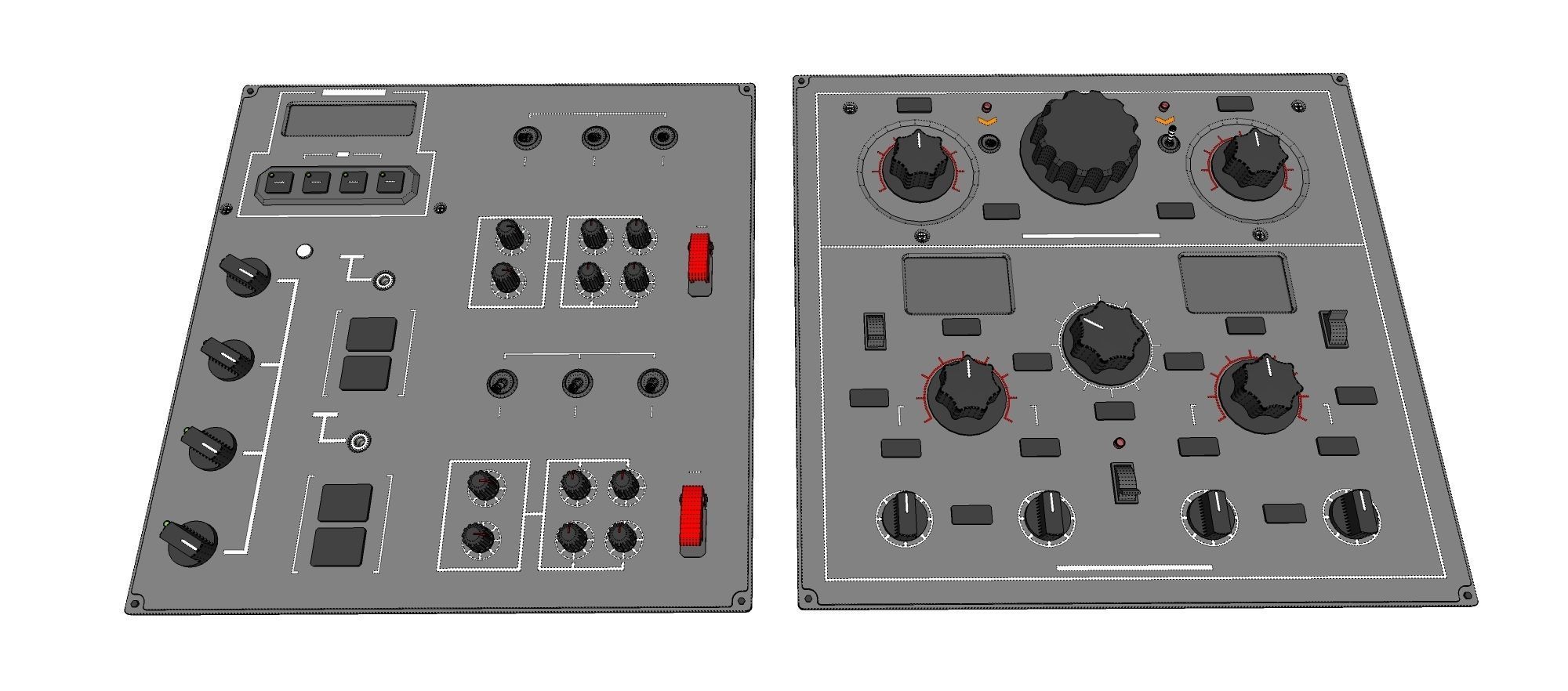 Dashboard 1 control panel with buttons and knobs 3D model_16