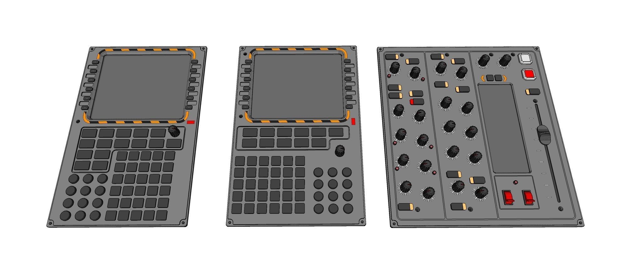 Dashboard 1 control panel with buttons and knobs 3D model_15