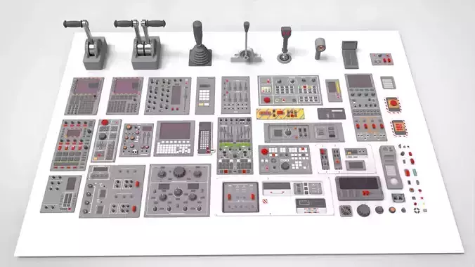 Dashboard 1 control panel with buttons and knobs 3D model