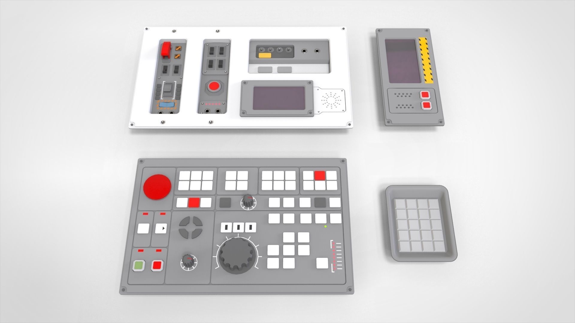 Dashboard 1 control panel with buttons and knobs 3D model_8