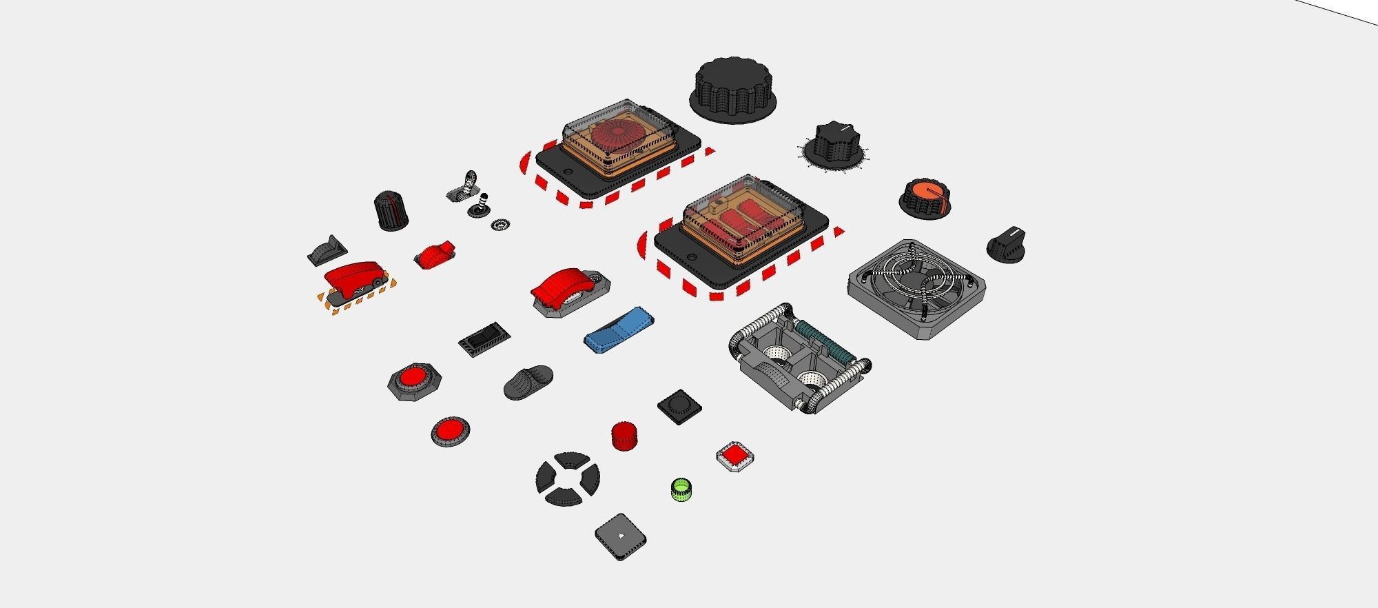 Dashboard 1 control panel with buttons and knobs 3D model_24
