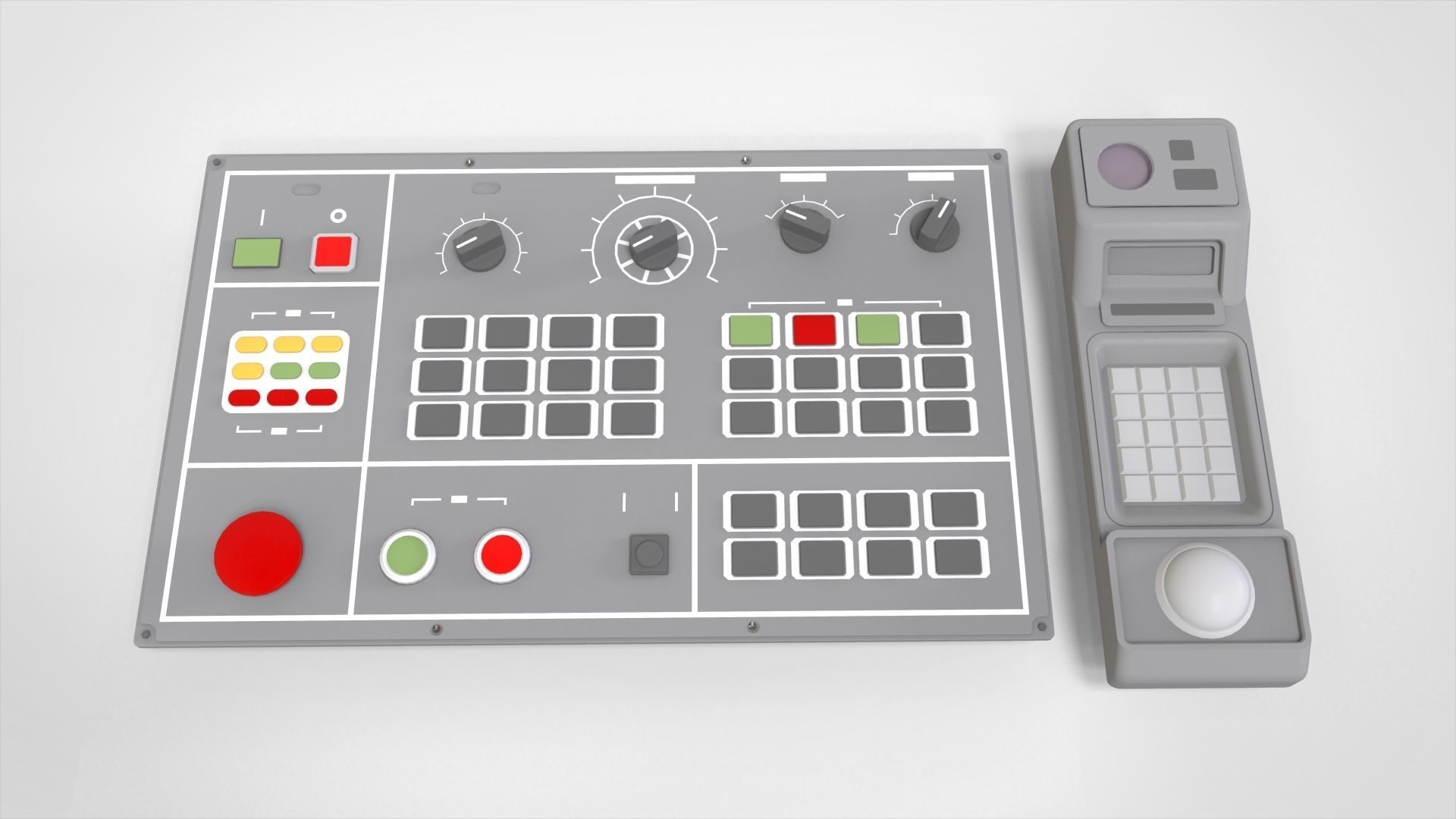 Dashboard 1 control panel with buttons and knobs 3D model_7