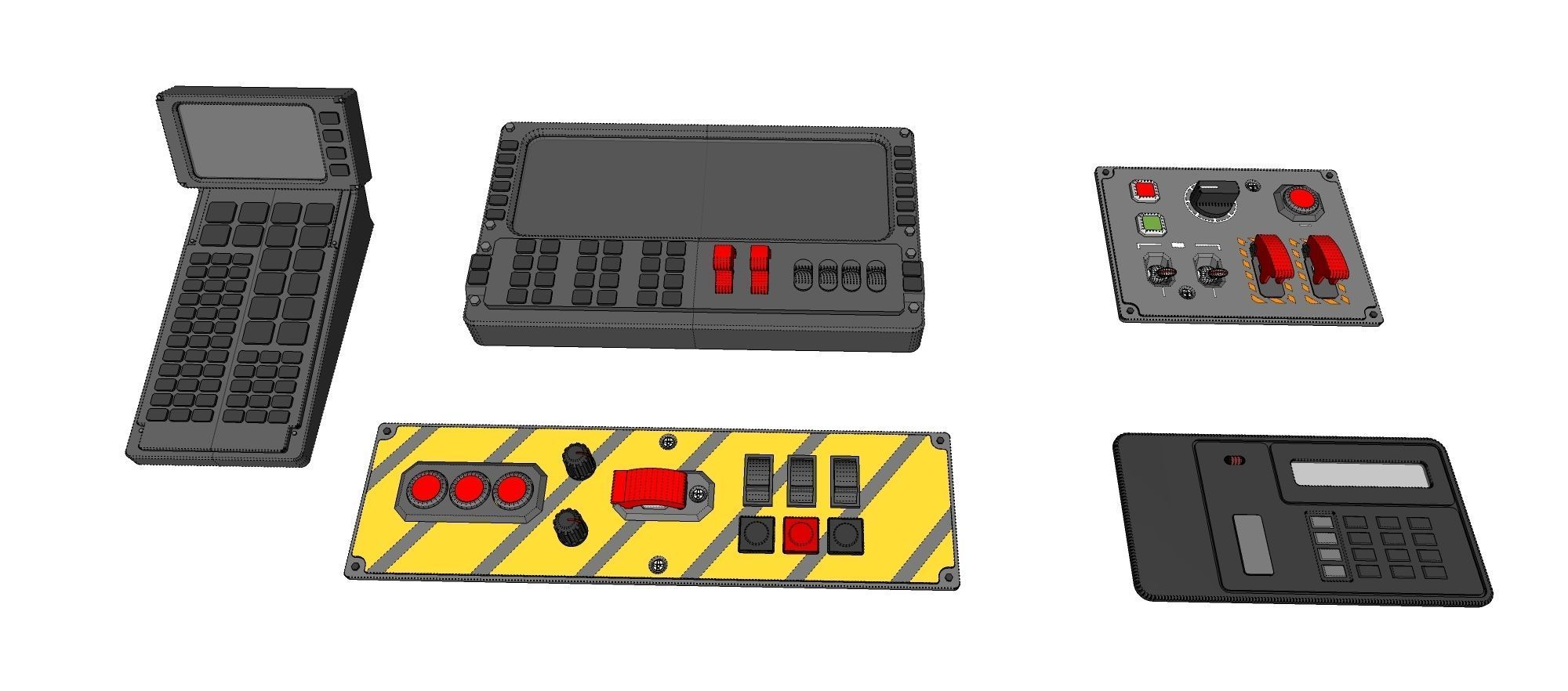 Dashboard 1 control panel with buttons and knobs 3D model_21