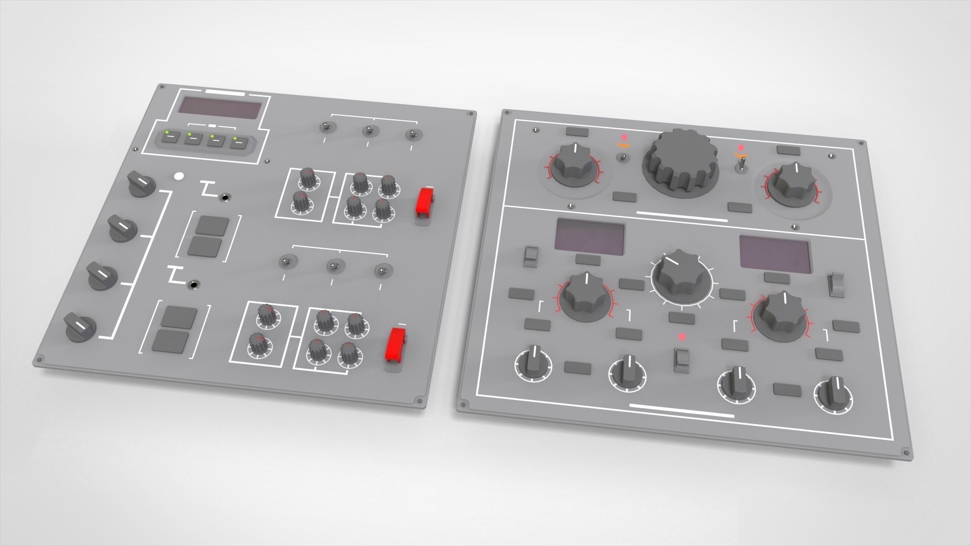 Dashboard 1 control panel with buttons and knobs 3D model_4