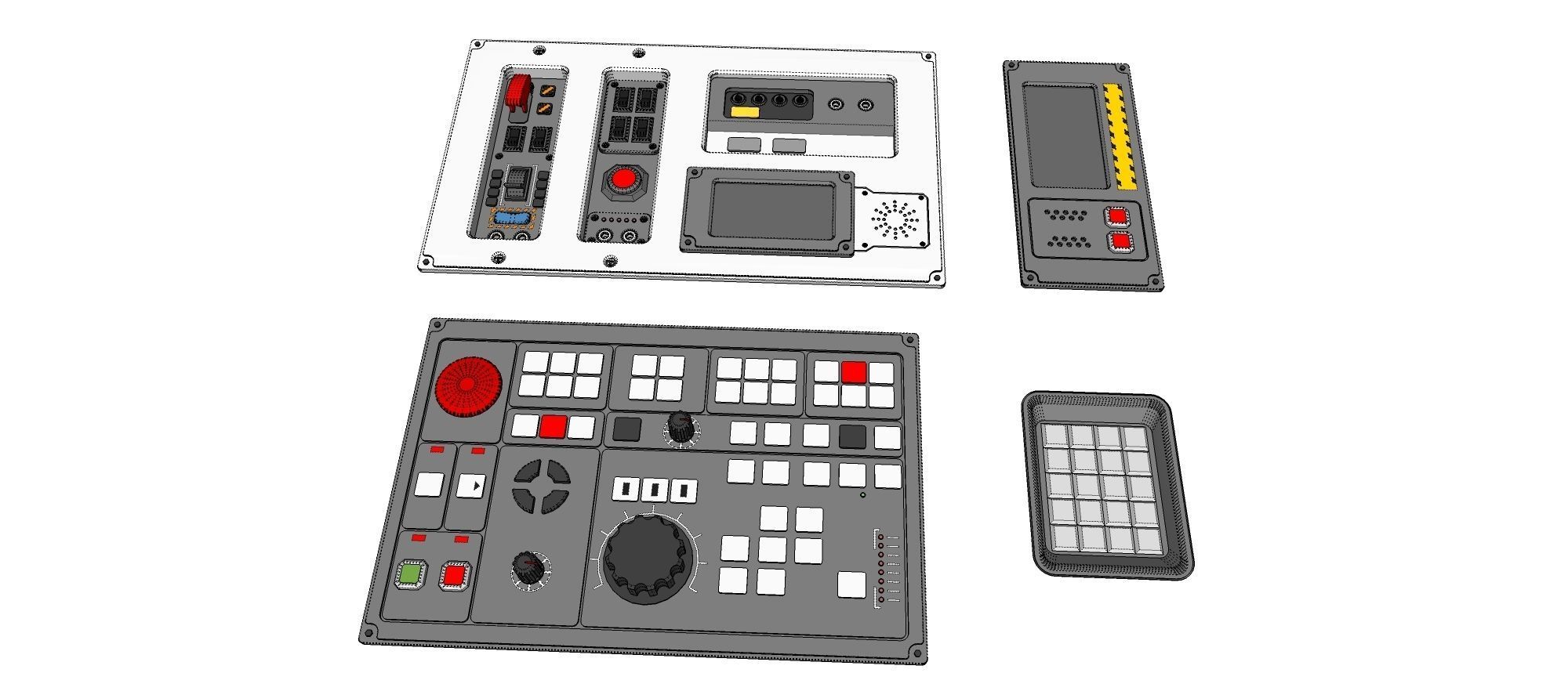 Dashboard 1 control panel with buttons and knobs 3D model_20
