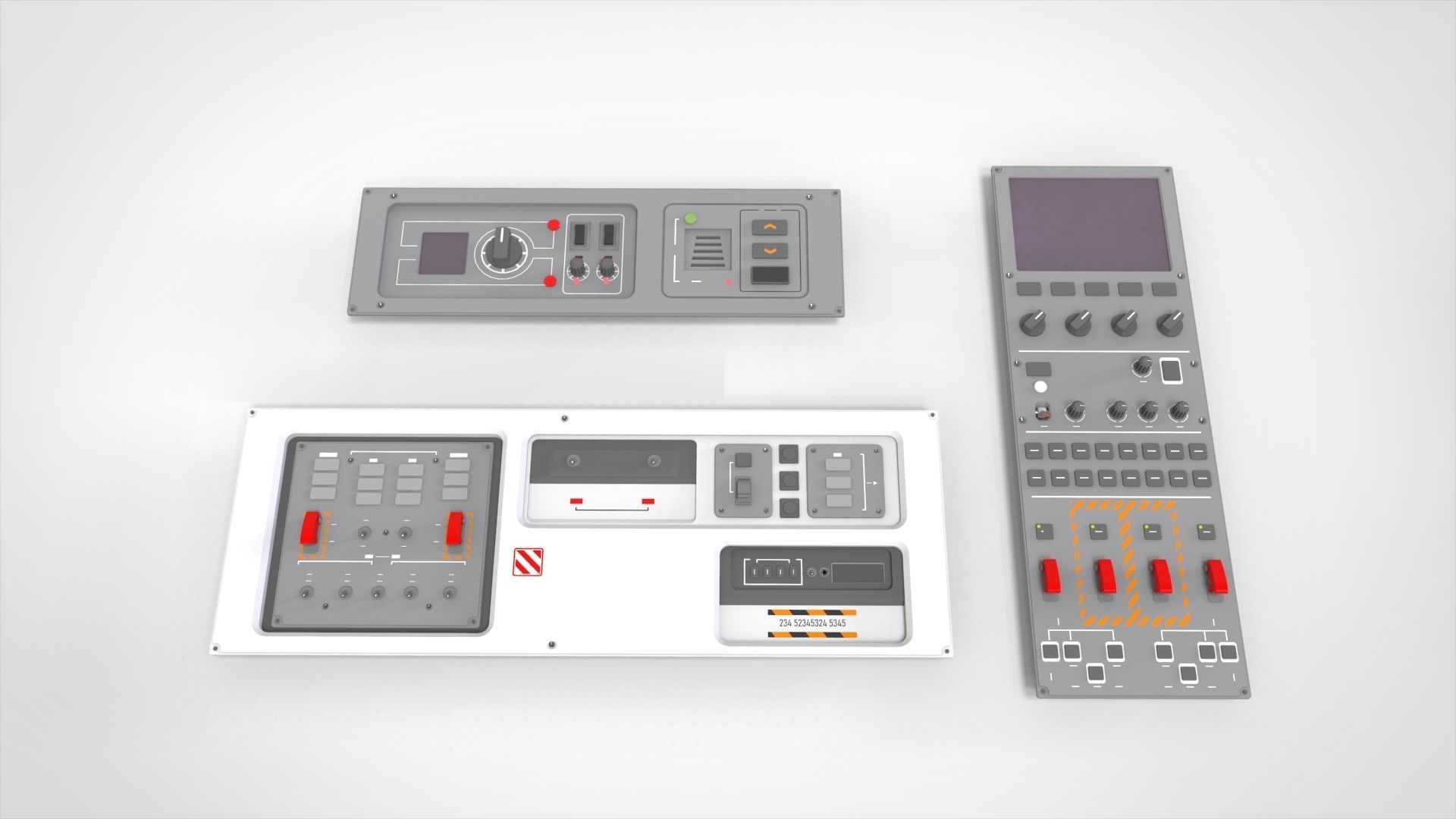 Dashboard 1 control panel with buttons and knobs 3D model_6