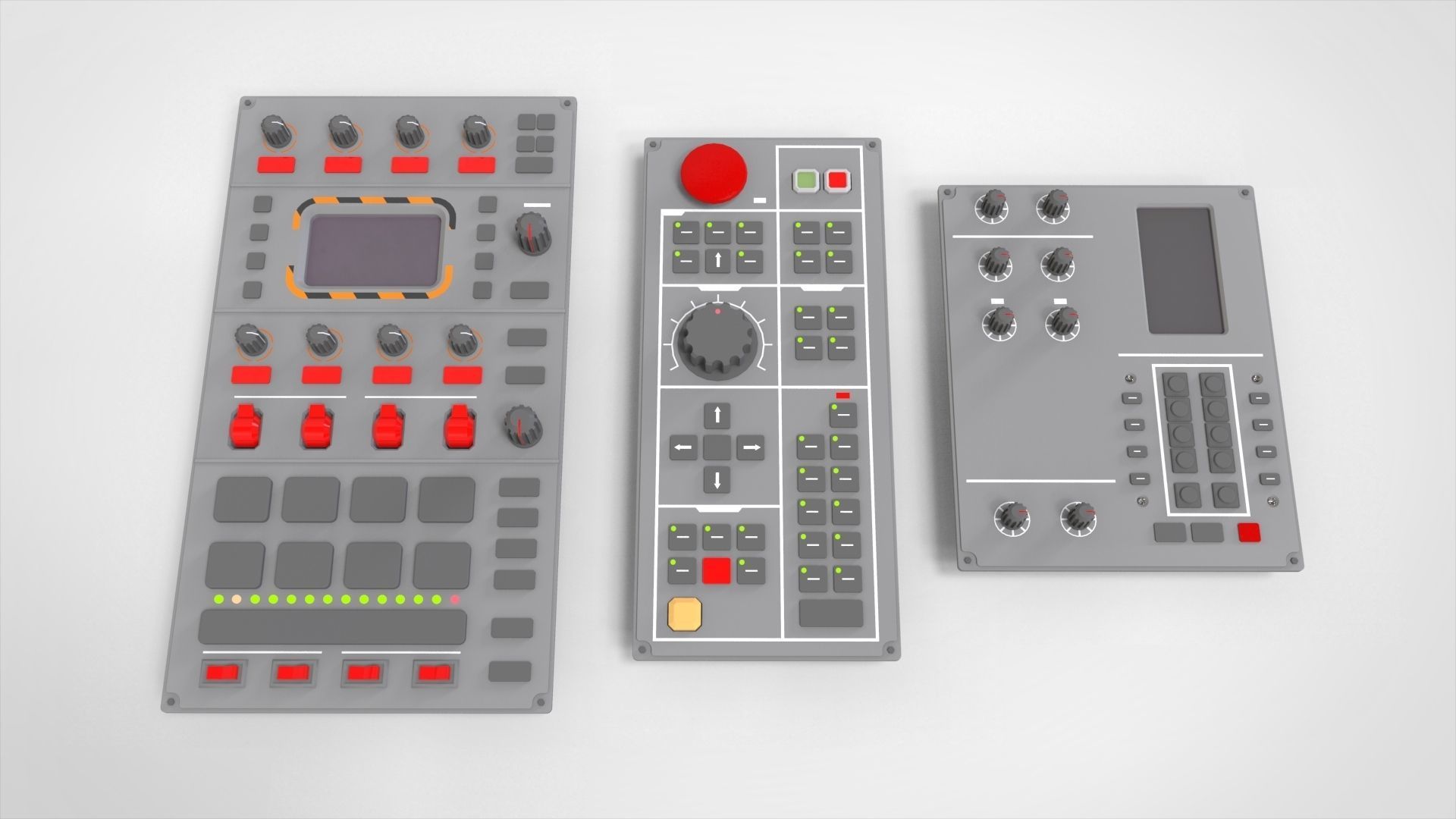 Dashboard 1 control panel with buttons and knobs 3D model_11