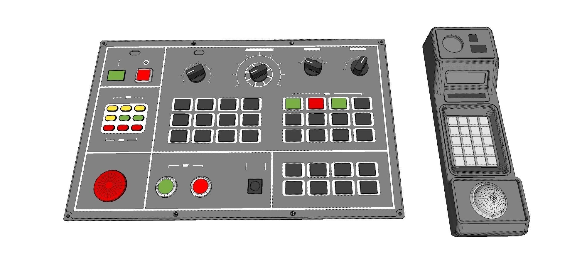 Dashboard 1 control panel with buttons and knobs 3D model_19