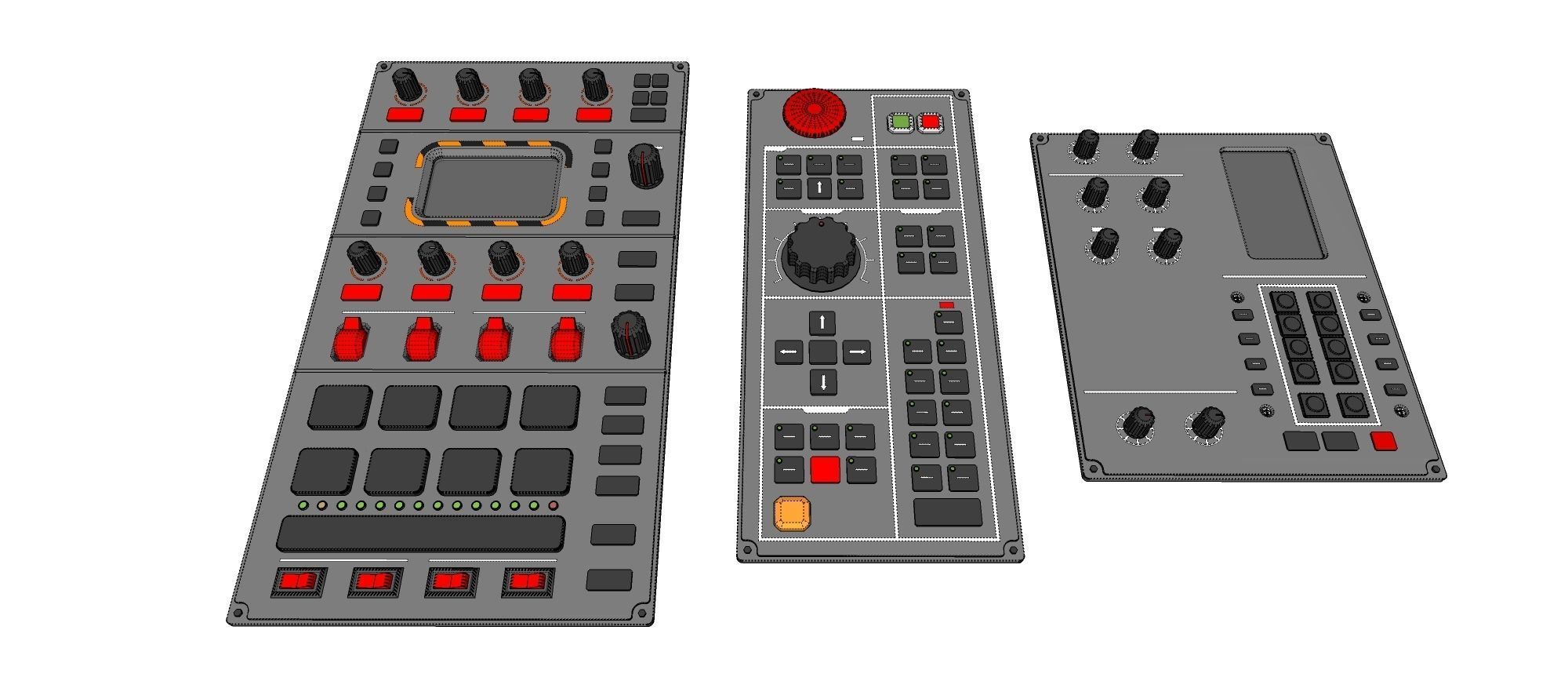 Dashboard 1 control panel with buttons and knobs 3D model_23