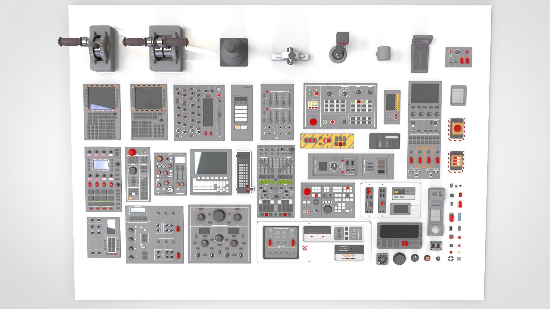 Dashboard 1 control panel with buttons and knobs 3D model_2