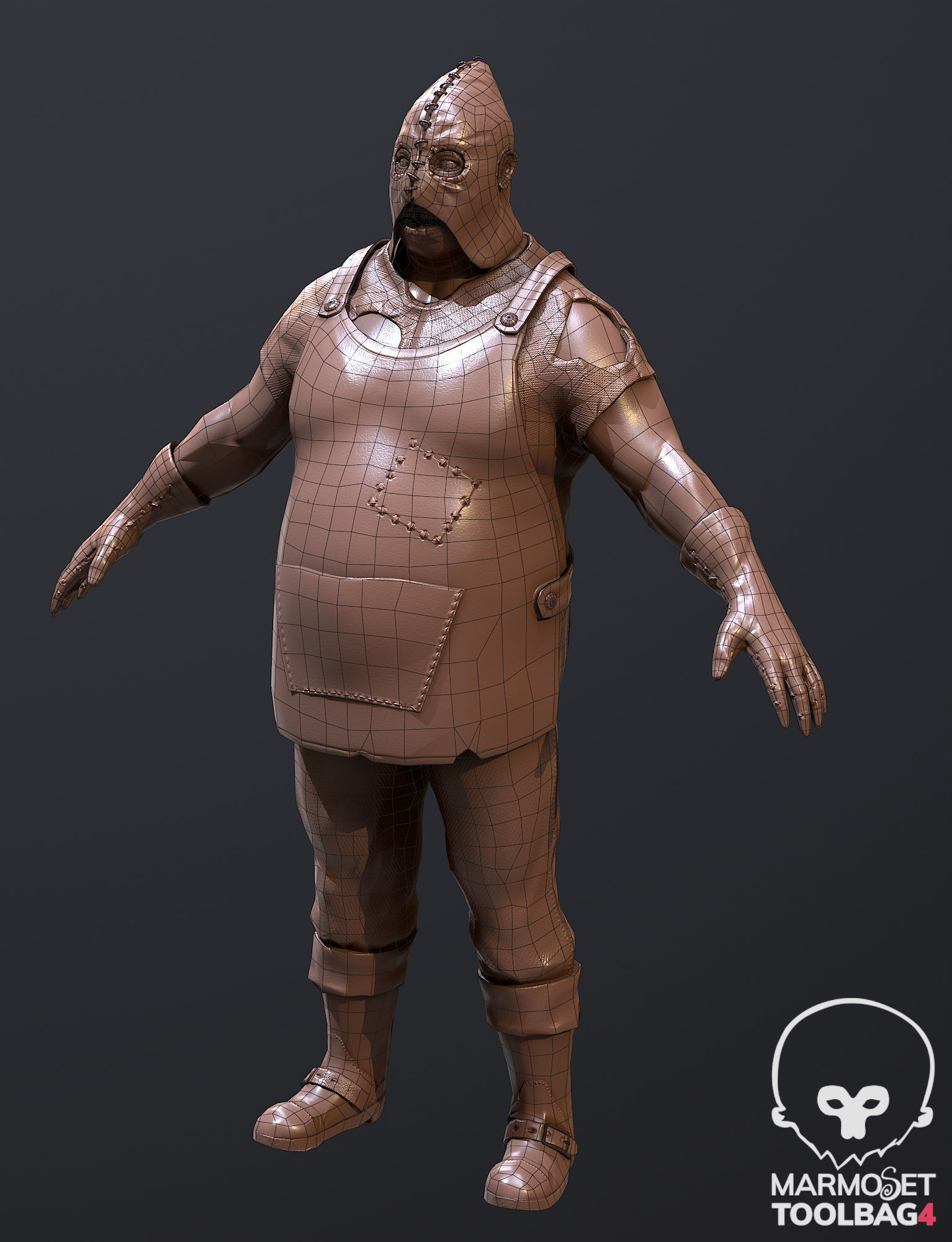 Butcher lowpoly 3d model metal tool with wooden handle Low-poly 3D model_13