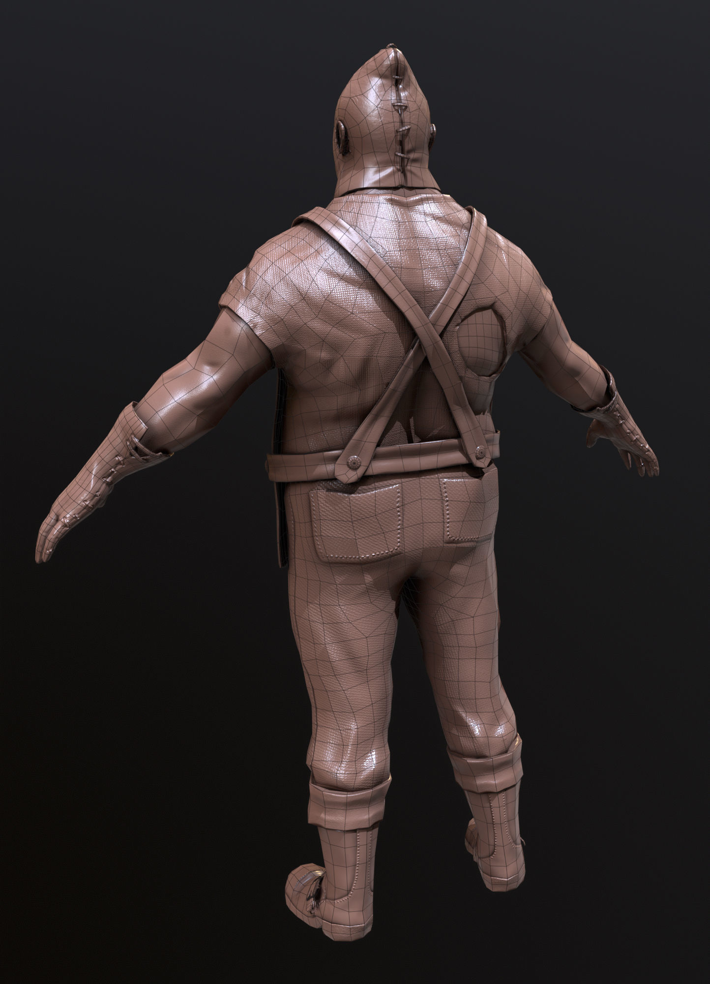 Butcher lowpoly 3d model metal tool with wooden handle Low-poly 3D model_14