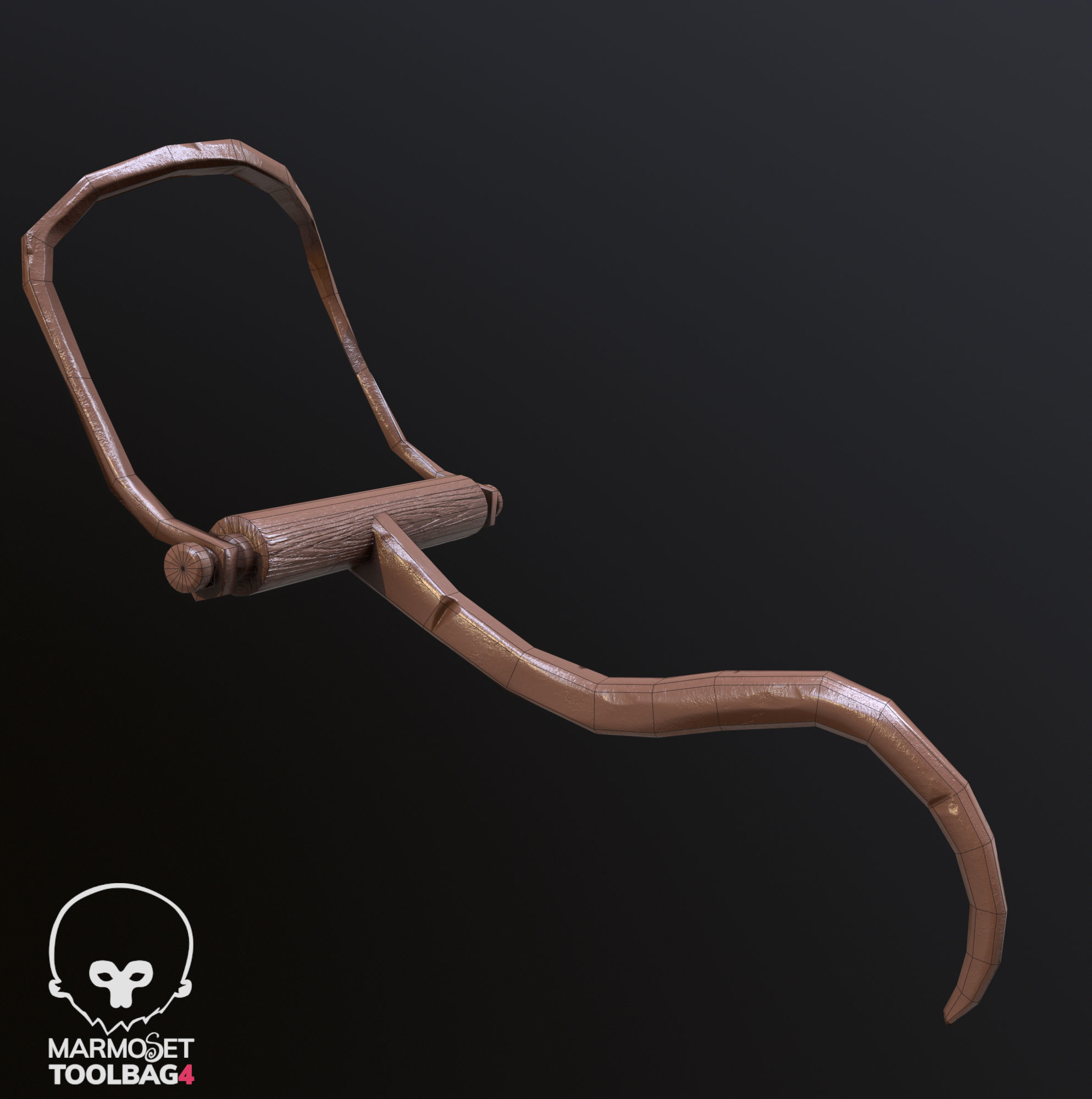 Butcher lowpoly 3d model metal tool with wooden handle Low-poly 3D model_12