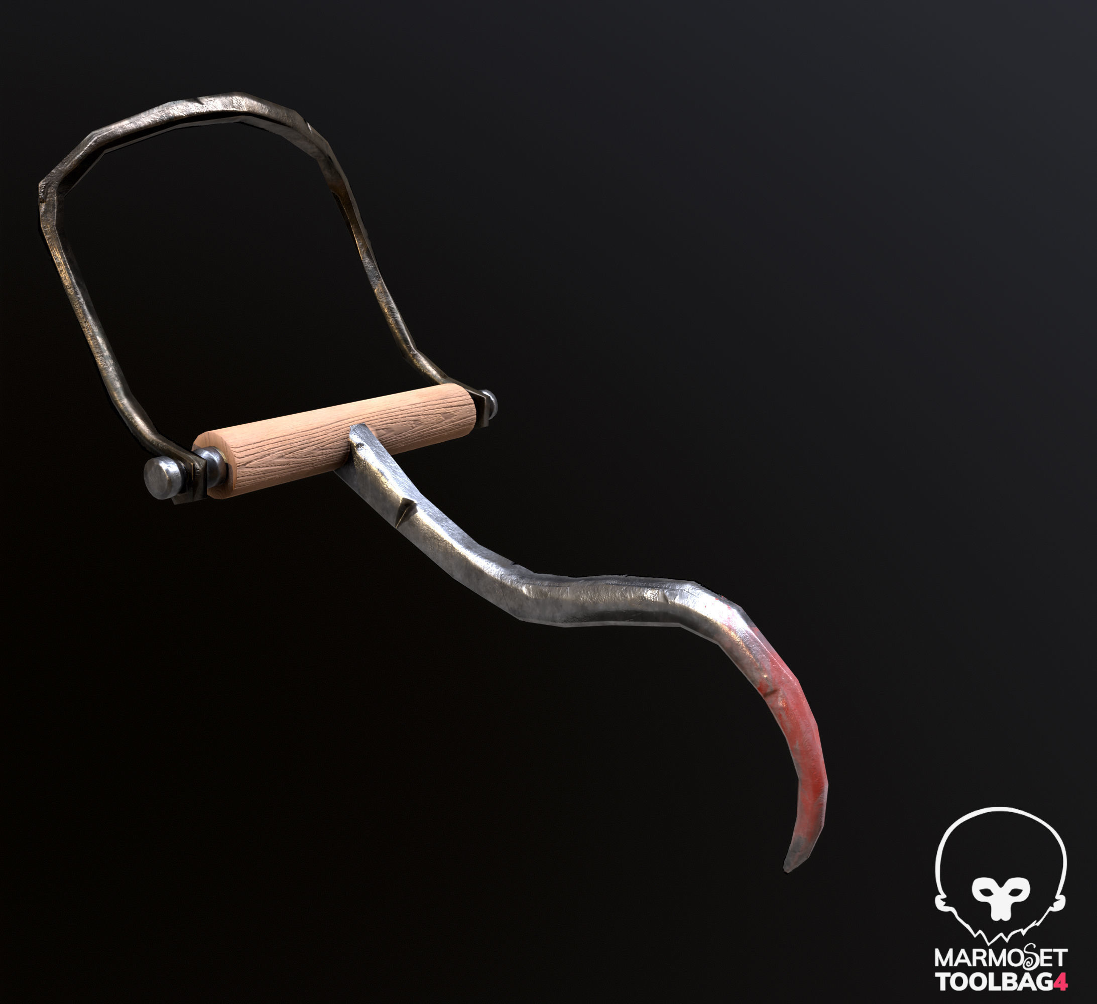 Butcher lowpoly 3d model metal tool with wooden handle Low-poly 3D model_10