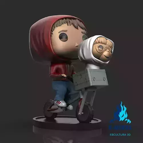 Et and Elliot Funko 3D print model