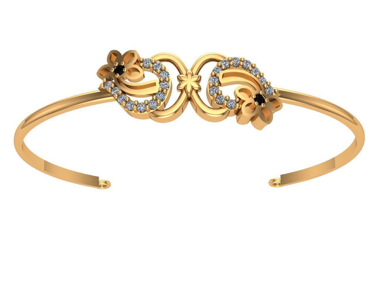 bracelet gold bangle with diamonds 3D print model_7