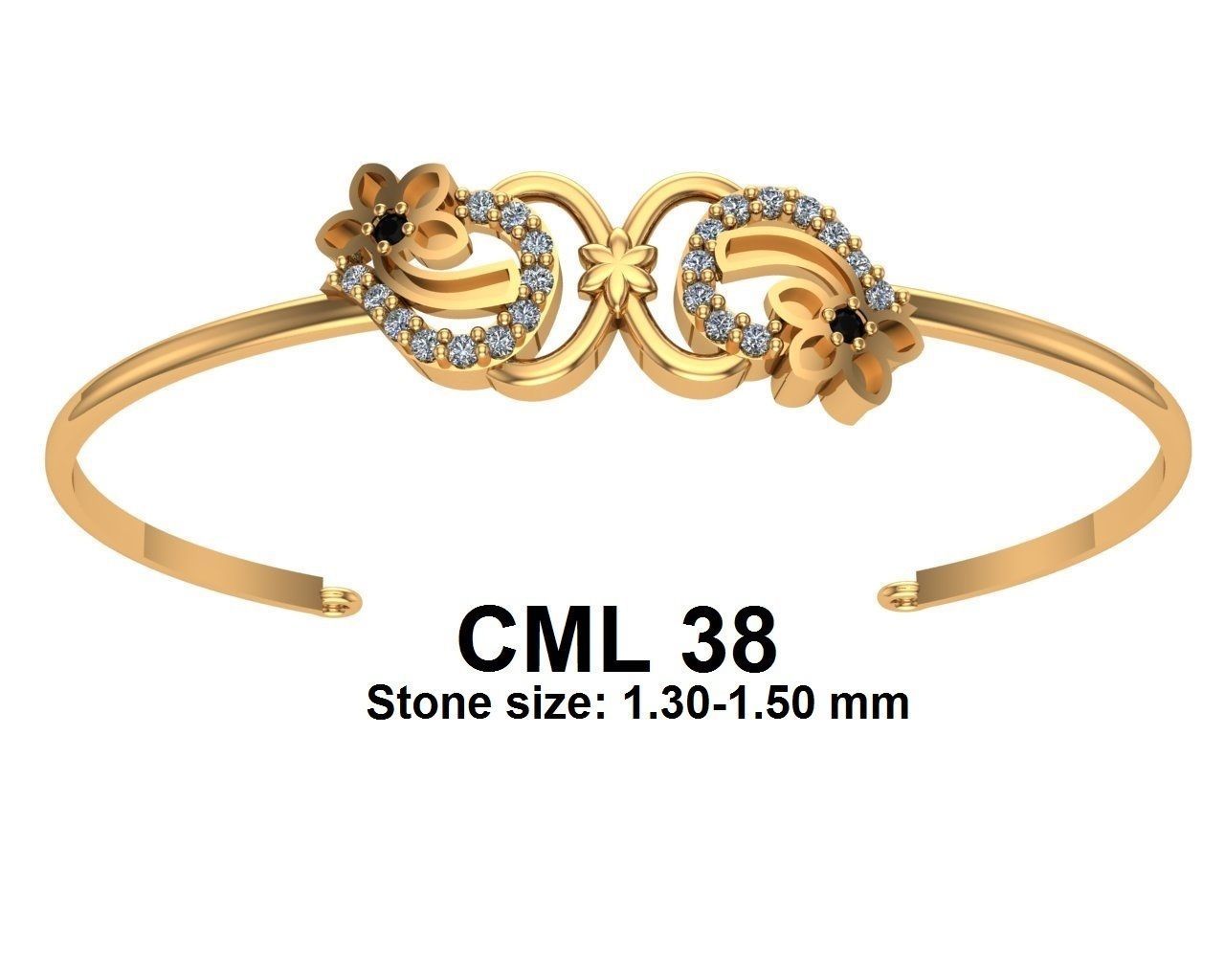 bracelet gold bangle with diamonds 3D print model_29