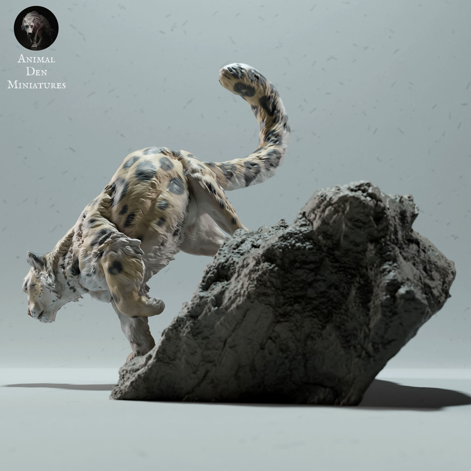 Snow Leopard  on Rock 3D print model_2