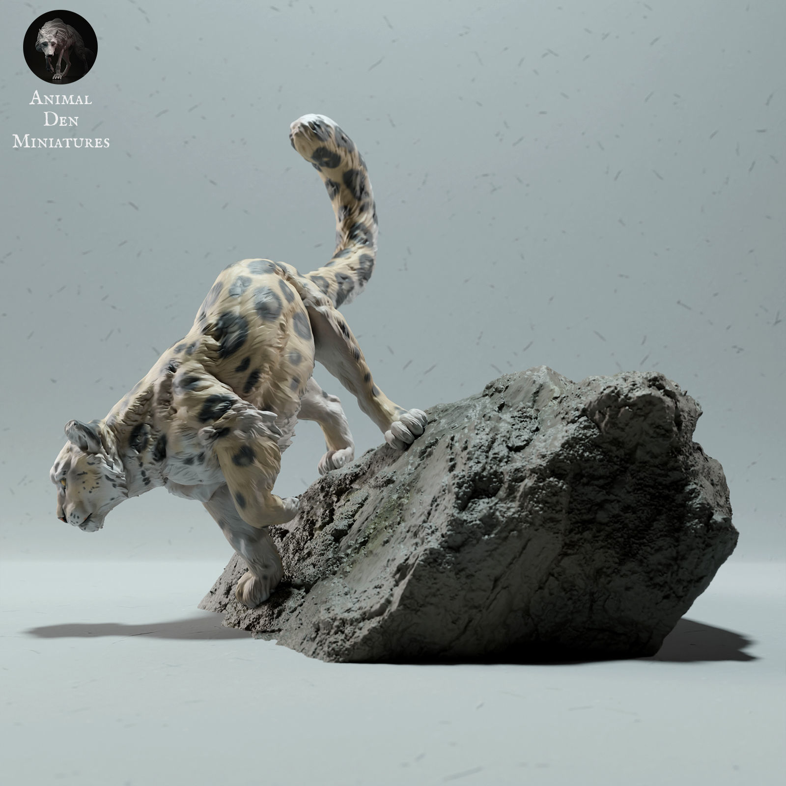 Snow Leopard  on Rock 3D print model_3