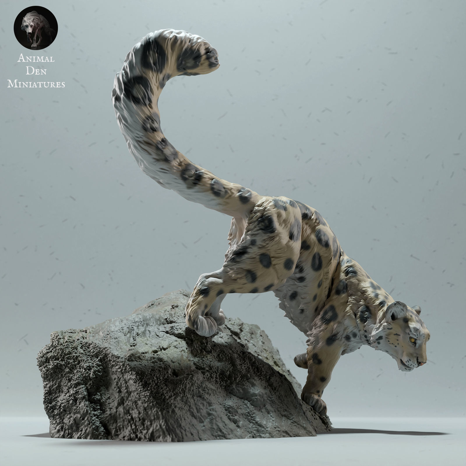 Snow Leopard  on Rock 3D print model_1