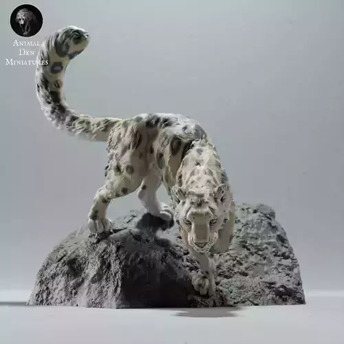 Snow Leopard  on Rock 3D print model