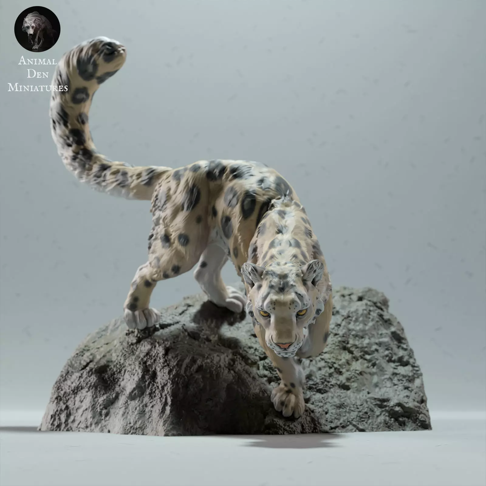Snow Leopard  on Rock 3D print model_0