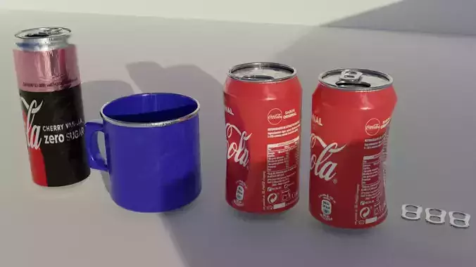 Bottles two cans of coca cola