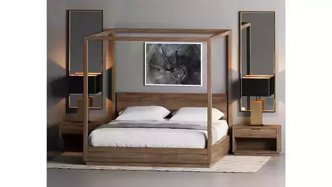 Restoration Hardware MACHINTO CANOPY BED 3D model Restoration Hardware MACHINTO CANOPY BED 3D model