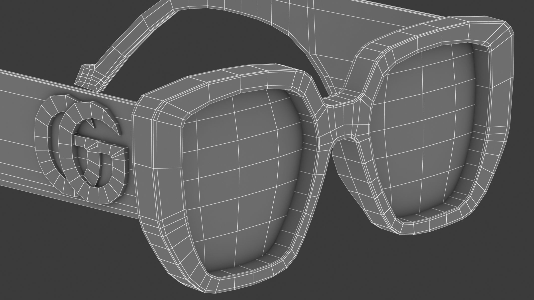 Recatangular Frame Sunglasses Gucci 3D model_18
