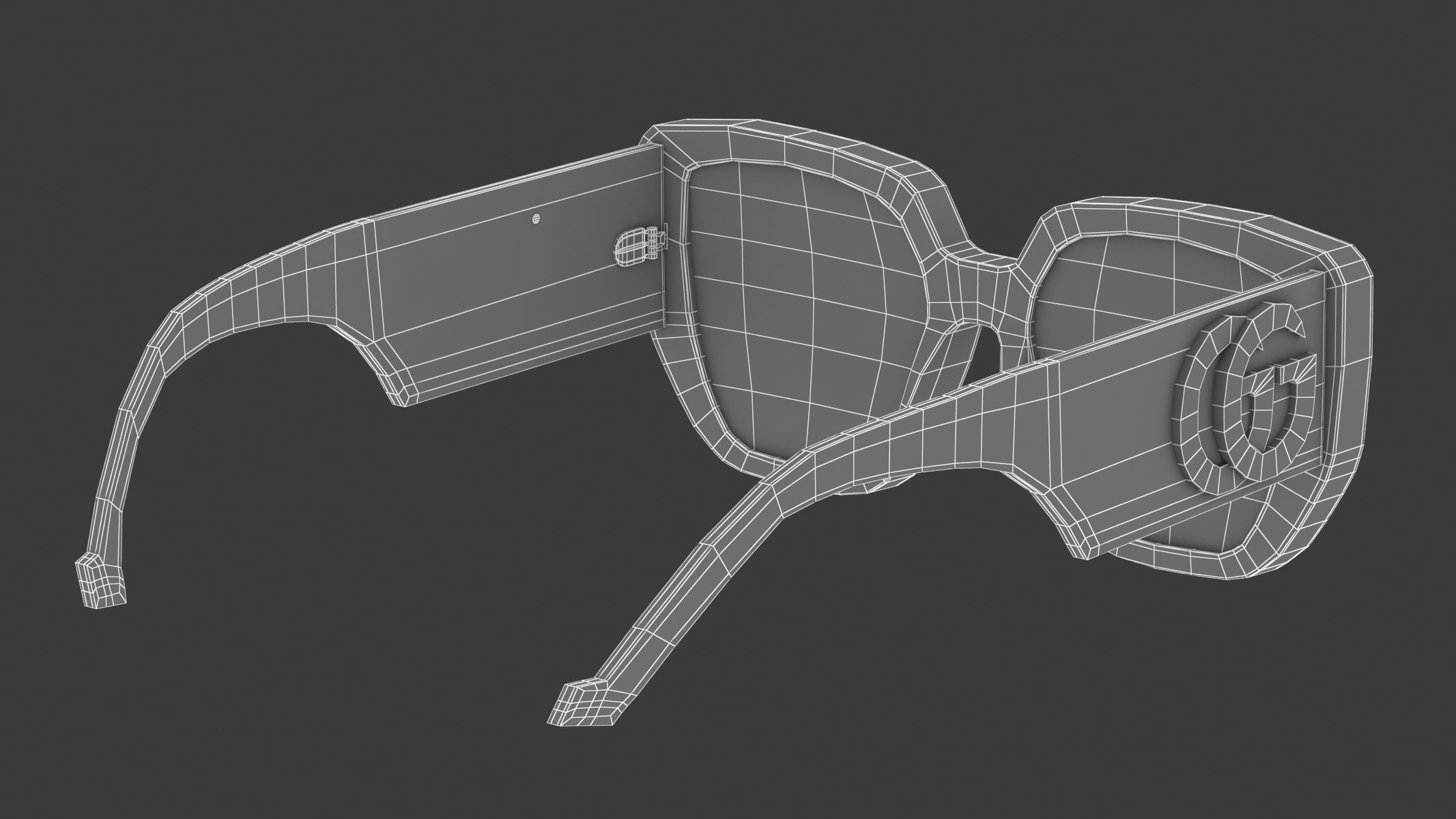 Recatangular Frame Sunglasses Gucci 3D model_12