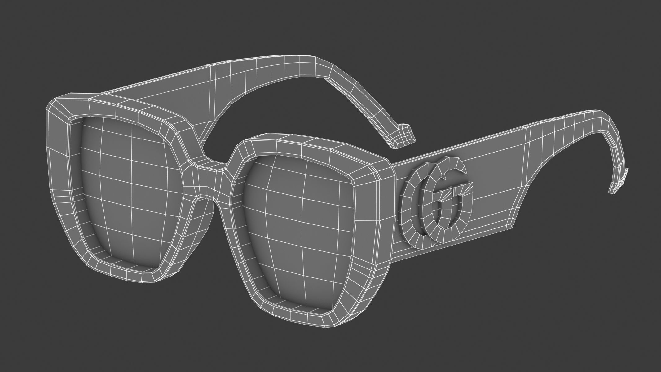 Recatangular Frame Sunglasses Gucci 3D model_16