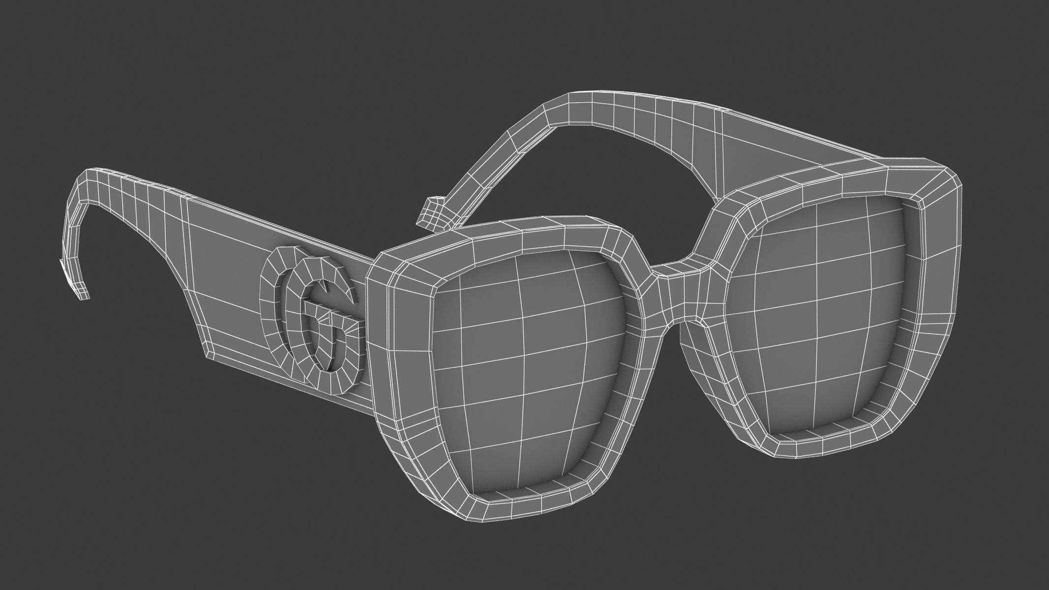 Recatangular Frame Sunglasses Gucci 3D model_10