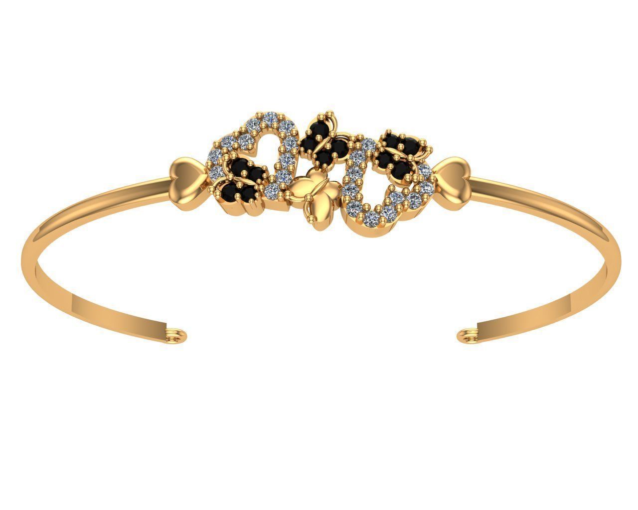 bracelets gold bangle with diamonds 3D print model_17