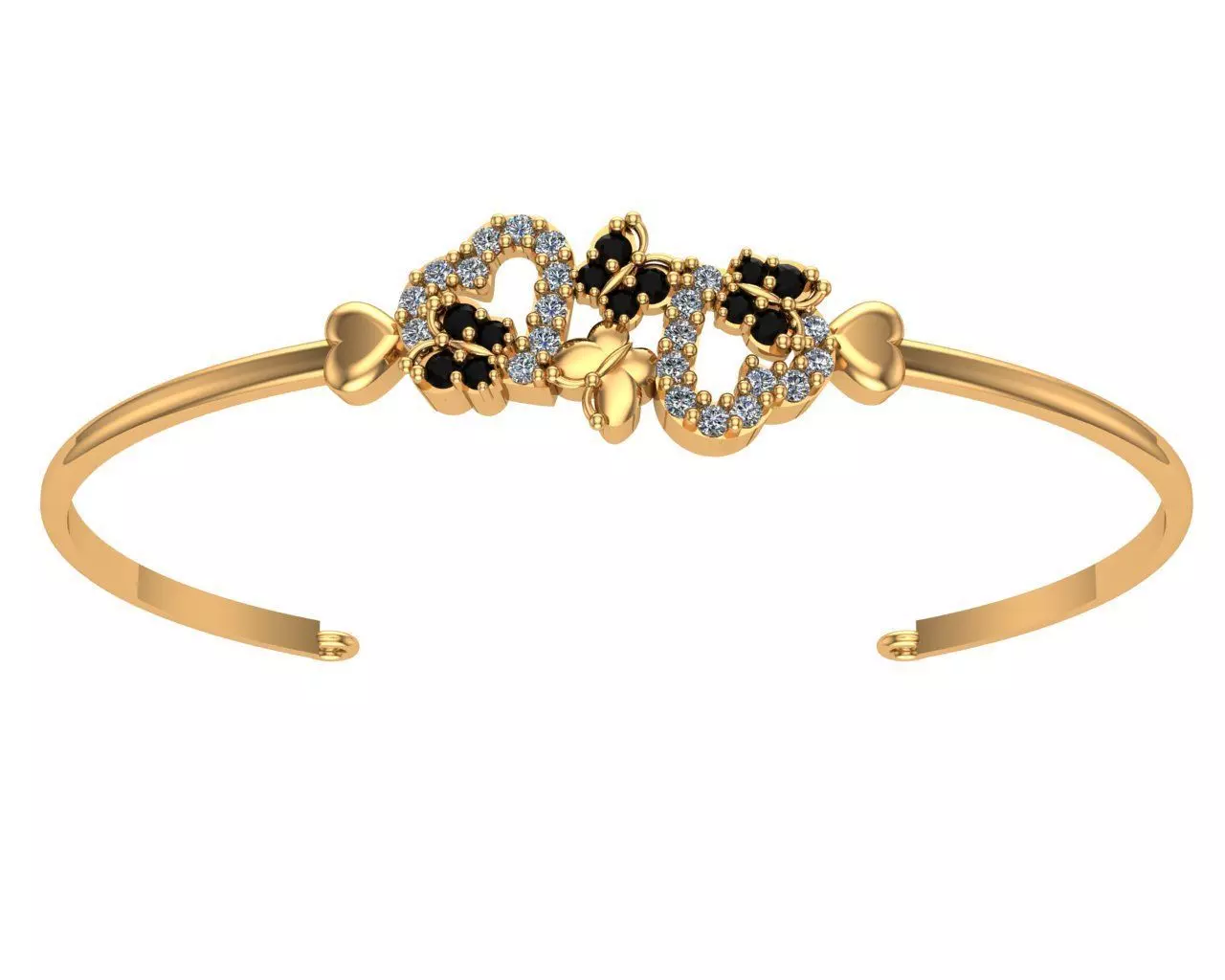 bracelets gold bangle with diamonds 3D print model_0