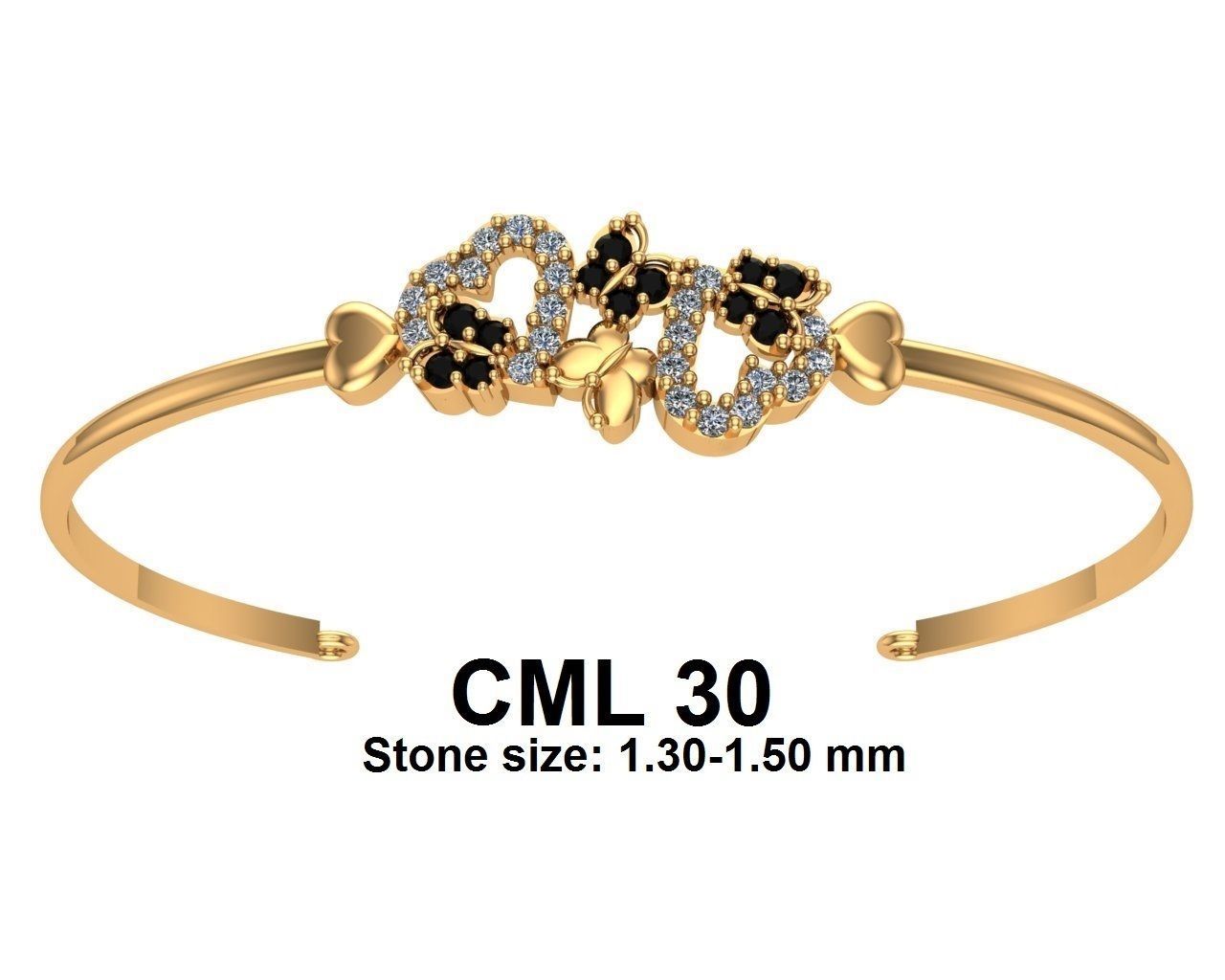 bracelets gold bangle with diamonds 3D print model_14