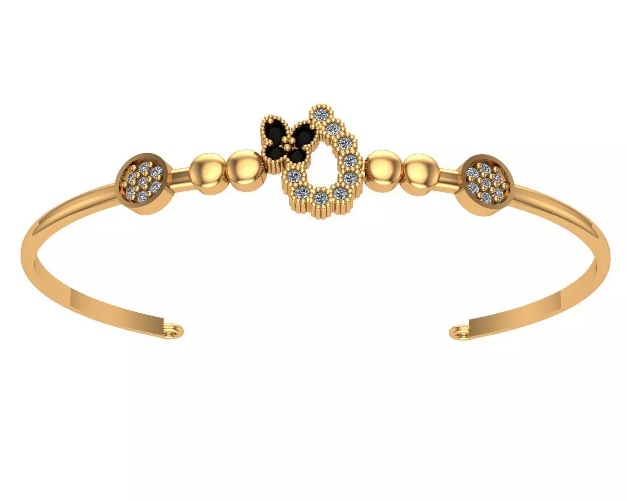 bracelet gold plated with diamonds 3D print model
