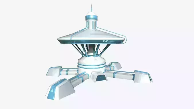 SciFi Facility C01 White Blue - Sci Fi Exterior Design Low-poly 3D model