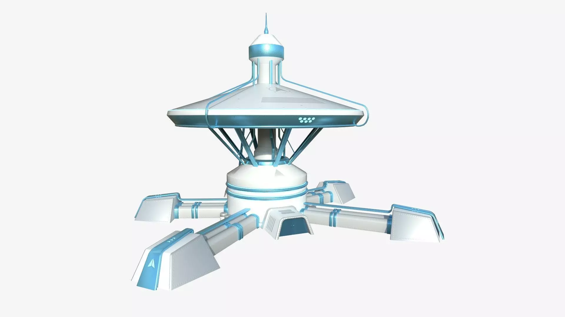 SciFi Facility C01 White Blue - Sci Fi Exterior Design Low-poly 3D model_0
