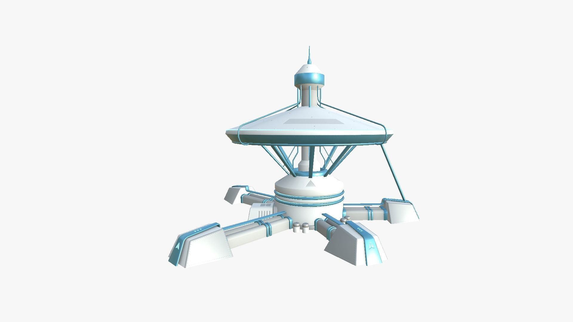 SciFi Facility C01 White Blue - Sci Fi Exterior Design Low-poly 3D model_2