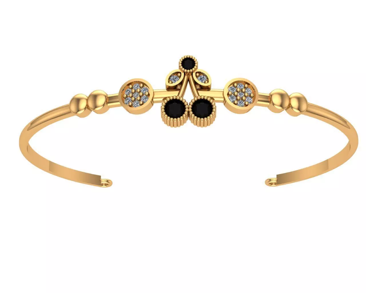 bracelets gold bangle with onyx and diamonds 3D print model_0