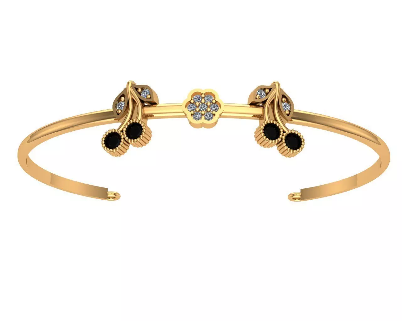 bracelet gold plated with stones 3D print model