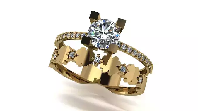 Ring wedding ring two in one engagement assembled  34 3D print model