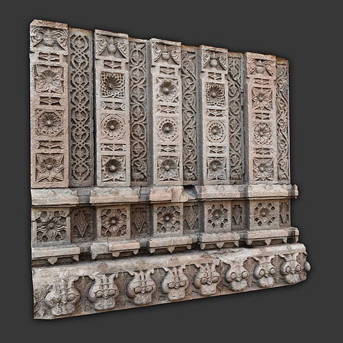Scanned Carved Wall Low Poly Low-poly 3D model