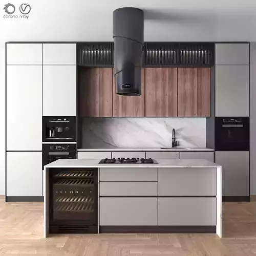 Kitchen Modern 37 - with Island 3D model