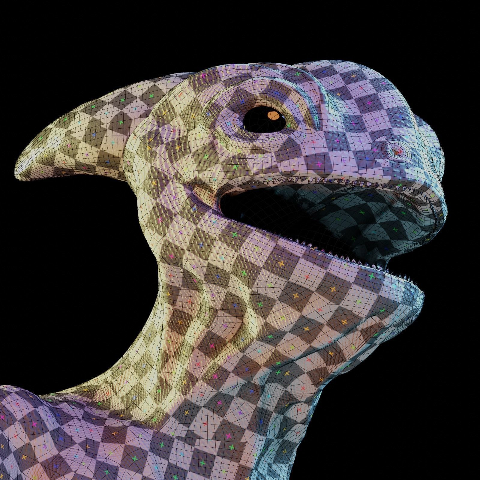 Reptile dinosaur character with green scales 3D model_3