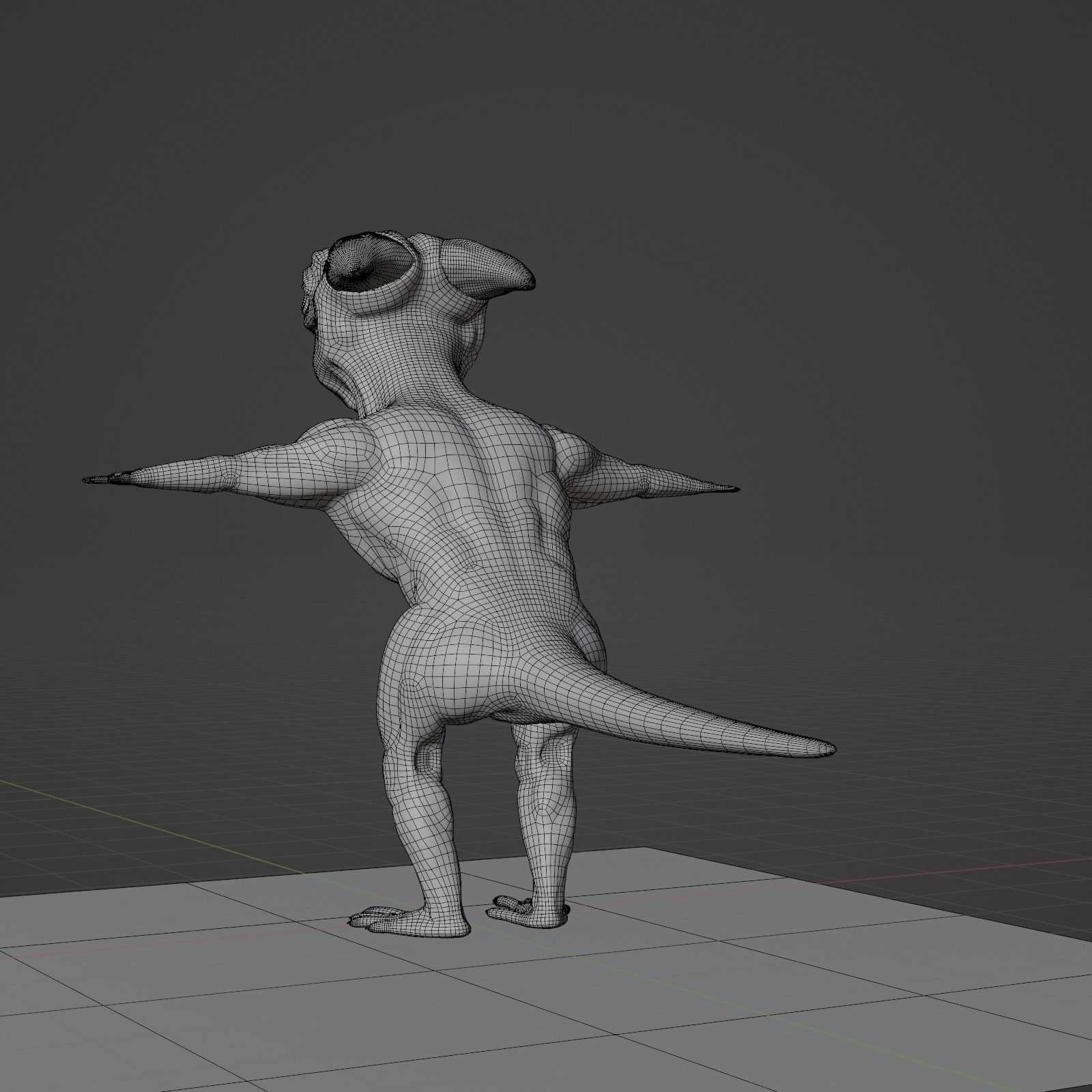 Reptile dinosaur character with green scales 3D model_37