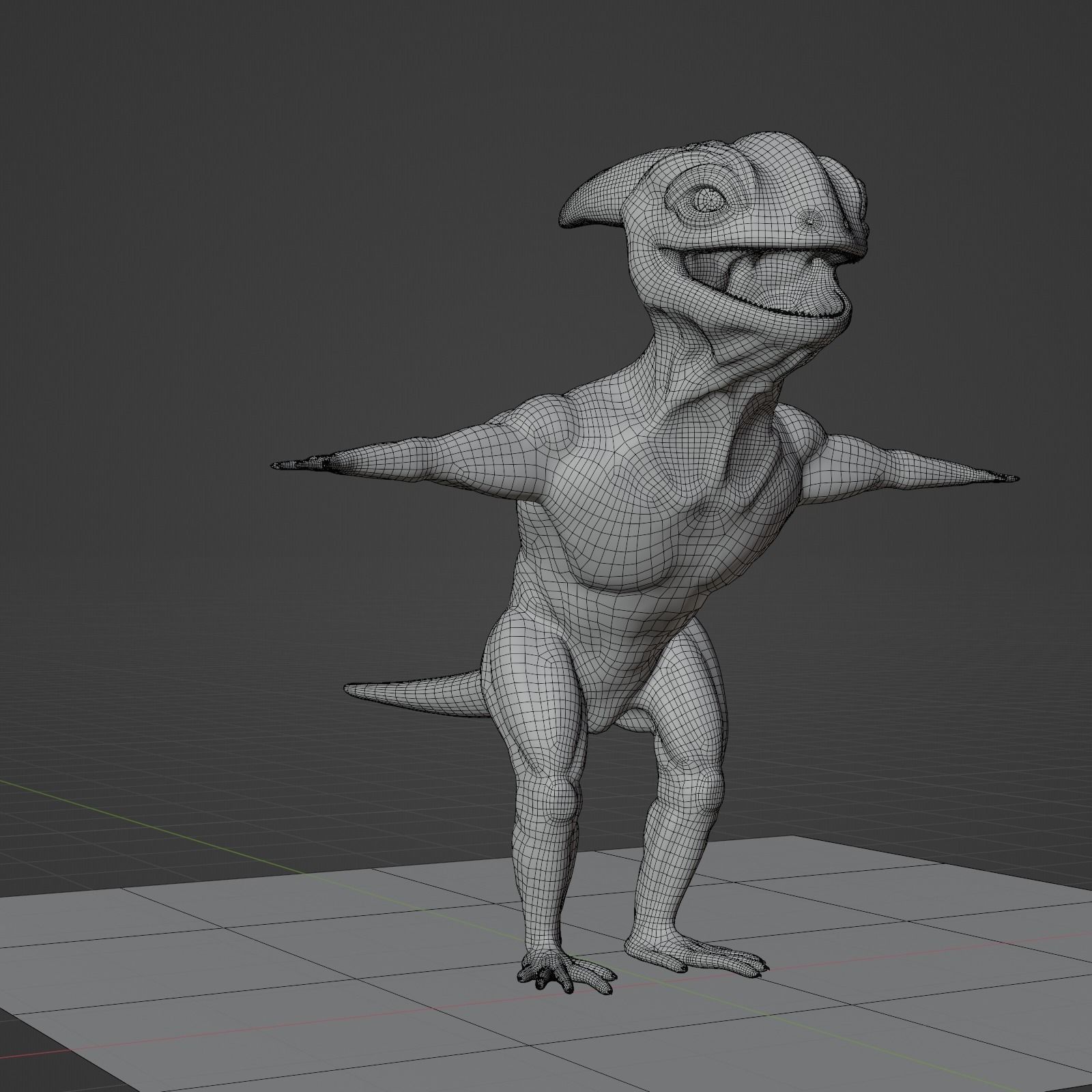 Reptile dinosaur character with green scales 3D model_32