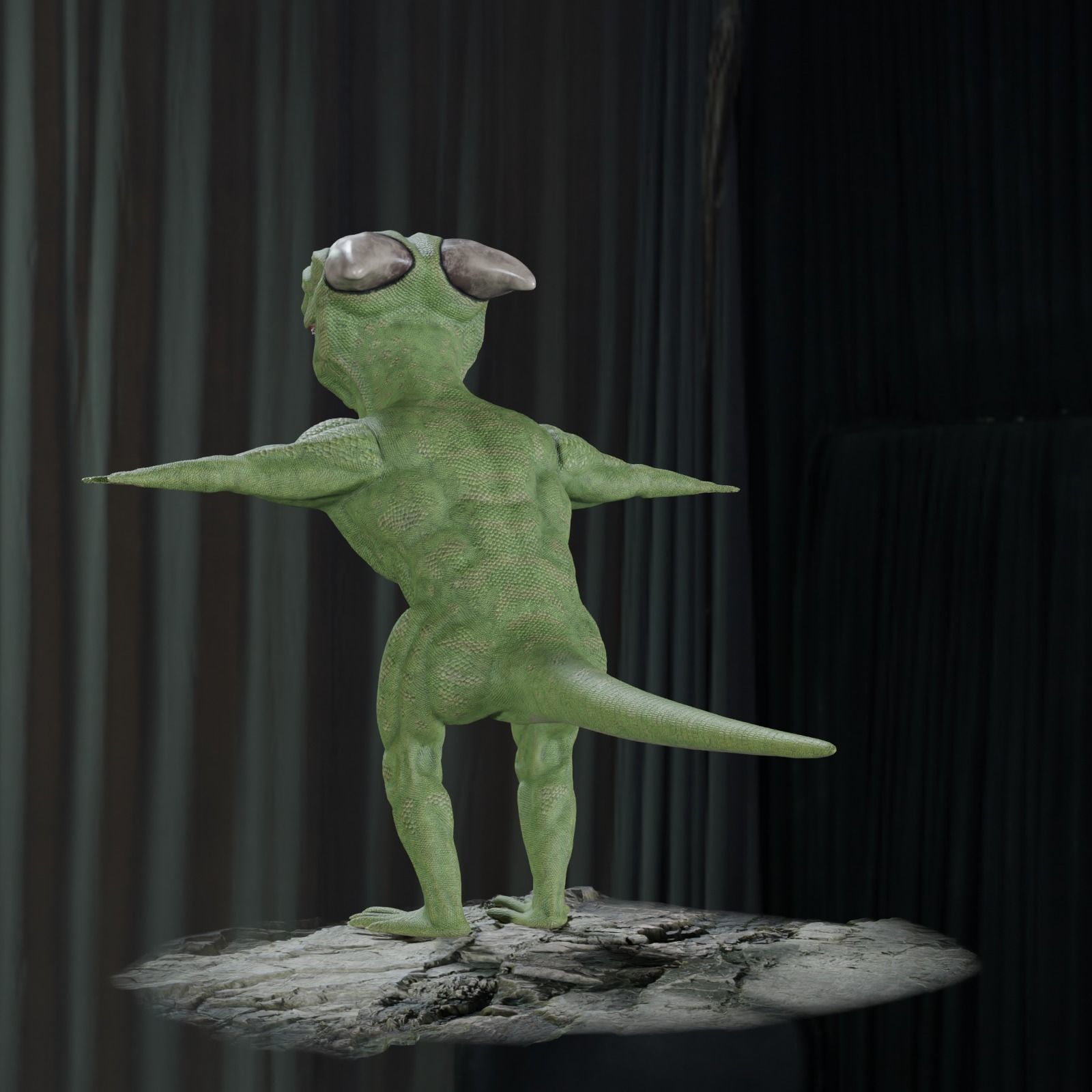 Reptile dinosaur character with green scales 3D model_70