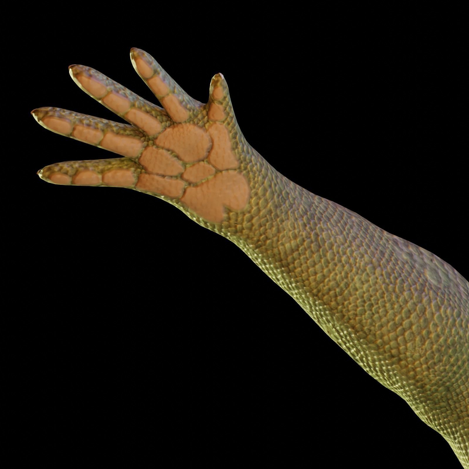 Reptile dinosaur character with green scales 3D model_12